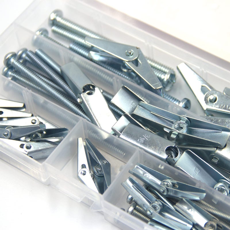 ISPINNER 24pcs Toggle Bolt and Wing Nut Assortment Kit for Drywall Hanging Heavy Items 1/8" 3/16" 1/4" - Image 5